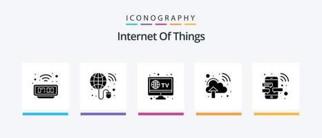 Internet Of Things Glyph 5 Icon Pack Including phone. device. smart. chat. cloud network. Creative Icons Design vector