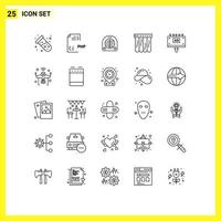 25 Universal Line Signs Symbols of advertising summer file pool home Editable Vector Design Elements