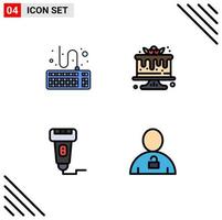 Set of 4 Modern UI Icons Symbols Signs for attach machine tools food price Editable Vector Design Elements