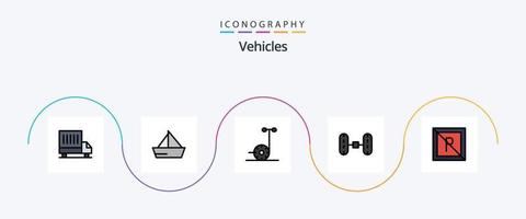 Vehicles Line Filled Flat 5 Icon Pack Including not. park. motor. no. van vector