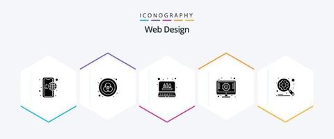 Web Design 25 Glyph icon pack including optimization. web. tools. screen. setting vector