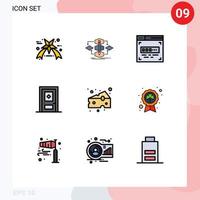 Set of 9 Modern UI Icons Symbols Signs for food cheese code door build Editable Vector Design Elements