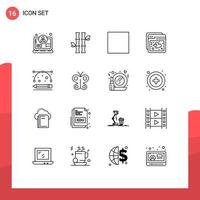 Group of 16 Modern Outlines Set for web love natural internet player Editable Vector Design Elements