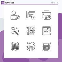 Set of 9 Modern UI Icons Symbols Signs for designing creativity devices match camping Editable Vector Design Elements