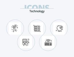 paquete de iconos de línea de tecnología 5 diseño de iconos. . . proyector palanca de mando. Almohadilla de control vector