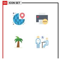 4 Thematic Vector Flat Icons and Editable Symbols of around printer the devices global Editable Vector Design Elements
