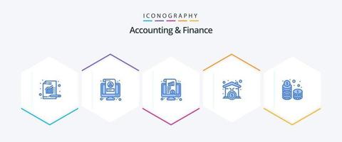 Accounting And Finance 25 Blue icon pack including loanhome. mortgage. profile. house. chart vector