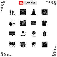 Set of 16 Modern UI Icons Symbols Signs for server application web error technology Editable Vector Design Elements