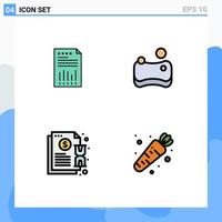 paquete de iconos de vector de stock de 4 signos y símbolos de línea para el informe financiero de esponja de hoja de cálculo contiene elementos de diseño de vector editables