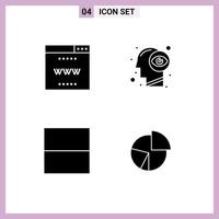 Mobile Interface Solid Glyph Set of 4 Pictograms of internet interface site vision chart Editable Vector Design Elements