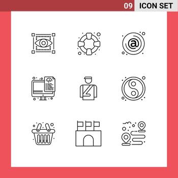 paquete de esquema de 9 símbolos universales de archivos de hotel en la programación de codificación de elementos de diseño vectorial editables vector