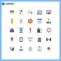 Modern Set of 25 Flat Colors and symbols such as love laptop graduation hotel security Editable Vector Design Elements