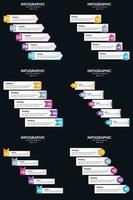 plantilla de diapositiva de presentación del paquete de infografías vectoriales 6 diagramas de ciclo de 5 pasos y líneas de tiempo vector