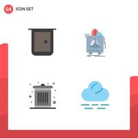 Set of 4 Commercial Flat Icons pack for buildings health home fragile dustbin Editable Vector Design Elements