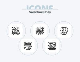 paquete de iconos de línea de día de san valentín 5 diseño de iconos. dosis. romántico. aves. amar. flor vector