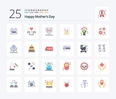 Happy Mothers Day 25 Flat Color icon pack including bouquet. cosmetics. mother. beauty. mother vector