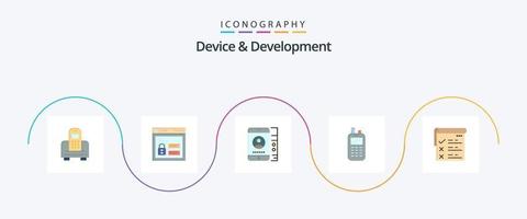 Device And Development Flat 5 Icon Pack Including testing. wireless. lmobile. receiver. phone vector