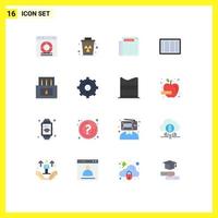 16 Universal Flat Color Signs Symbols of camp shopping trash ecommerce barcode Editable Pack of Creative Vector Design Elements