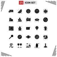 Stock Vector Icon Pack of 25 Line Signs and Symbols for new year chinese dish plate fork Editable Vector Design Elements