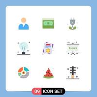 Universal Icon Symbols Group of 9 Modern Flat Colors of day idea tree electric concept Editable Vector Design Elements