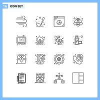 16 User Interface Outline Pack of modern Signs and Symbols of education worker hat graph safety construction Editable Vector Design Elements