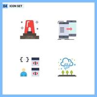 4 Flat Icon concept for Websites Mobile and Apps alert app siren sync coding Editable Vector Design Elements