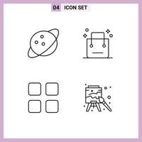 Line Pack of 4 Universal Symbols of planet calculator bag shop math Editable Vector Design Elements