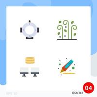 Set of 4 Modern UI Icons Symbols Signs for diving sync blowing wind highlighter Editable Vector Design Elements