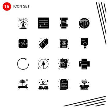 User Interface Pack of 16 Basic Solid Glyphs of strategy puzzle construction web text Editable Vector Design Elements