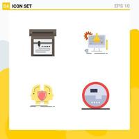 Pack of 4 creative Flat Icons of machine identity experiment man construction and tools Editable Vector Design Elements