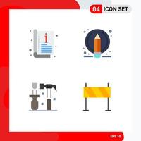 4 Universal Flat Icon Signs Symbols of catalog hammer template pen tools Editable Vector Design Elements