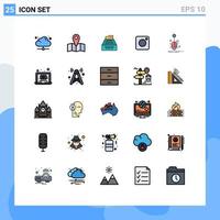 Pictogram Set of 25 Simple Filled line Flat Colors of social instagram accounting camera inbox Editable Vector Design Elements