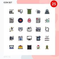 Set of 25 Modern UI Icons Symbols Signs for city service open hotel tea Editable Vector Design Elements