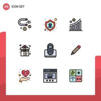 9 iconos creativos, signos y símbolos modernos de diversión, caja de seguros, estadística, elementos de diseño vectorial editables vector