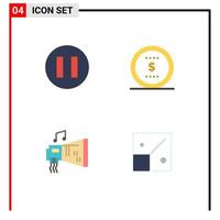 Universal Icon Symbols Group of 4 Modern Flat Icons of circle hardware coin audio full Editable Vector Design Elements