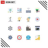 Group of 16 Flat Colors Signs and Symbols for trees science hardware filter funnel Editable Pack of Creative Vector Design Elements