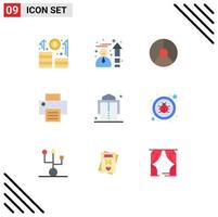 Pack of 9 Modern Flat Colors Signs and Symbols for Web Print Media such as girdle belt chart printing printer Editable Vector Design Elements
