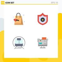 Modern Set of 4 Flat Icons Pictograph of dad trian hand bag shield chat Editable Vector Design Elements