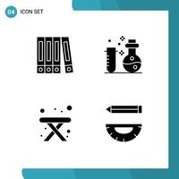 Stock Vector Icon Pack of 4 Line Signs and Symbols for file travel chemistry science compass Editable Vector Design Elements