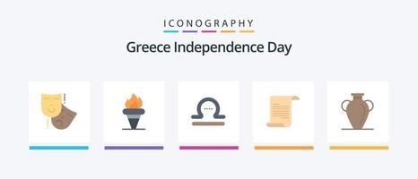 Greece Independence Day Flat 5 Icon Pack Including greece. greece. olympic. text. greece. Creative Icons Design vector
