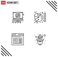 paquete de iconos vectoriales de stock de 4 signos y símbolos de línea para elementos de diseño vectorial editables del sitio web del pastel romántico de la página del corazón vector