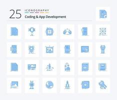 Coding And App Development 25 Blue Color icon pack including mobile. game. research. mobile. app vector