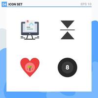 Modern Set of 4 Flat Icons Pictograph of resume environment computer mirror heart Editable Vector Design Elements