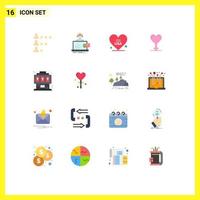 Pictogram Set of 16 Simple Flat Colors of gaming symbol help gender usa Editable Pack of Creative Vector Design Elements