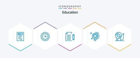 educación 25 paquete de iconos azules que incluye campana. globo. datos. geografía. página vector