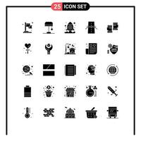 Mobile Interface Solid Glyph Set of 25 Pictograms of sport gloves space glove grid Editable Vector Design Elements