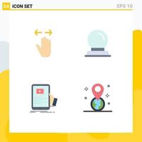 Mobile Interface Flat Icon Set of 4 Pictograms of hand online right decoration seminar Editable Vector Design Elements