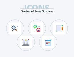 startups y nuevos negocios flat icon pack 5 diseño de iconos. flujo de trabajo. planificación. presupuesto. contenido. grupo vector
