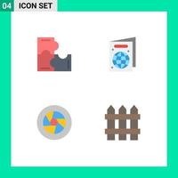 conjunto de 4 iconos de interfaz de usuario modernos símbolos signos para educación logotipo piezas de rompecabezas pasaporte foto elementos de diseño vectorial editables vector