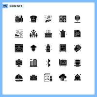 Pictogram Set of 25 Simple Solid Glyphs of stand globe day math calculate Editable Vector Design Elements